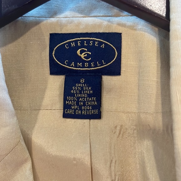 Vintage Silk and Linen Chelsea Cambell tan suit jacket and skirt - Picture 14 of 16